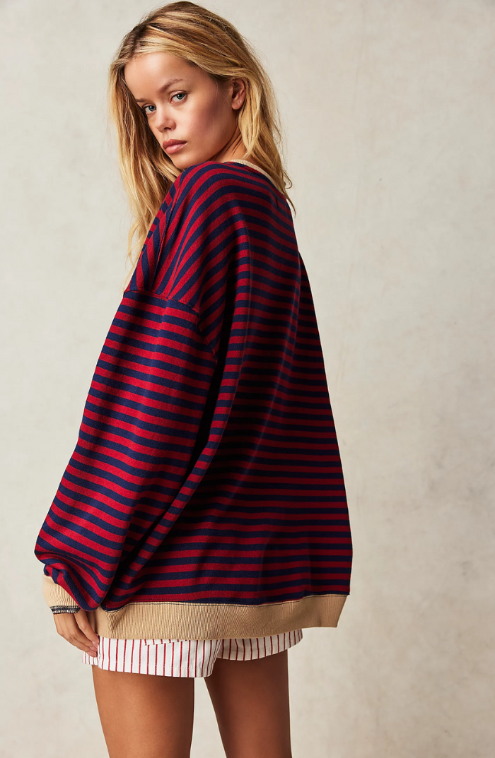 Zoe Oversized Sweater | Striped Cozy Knit