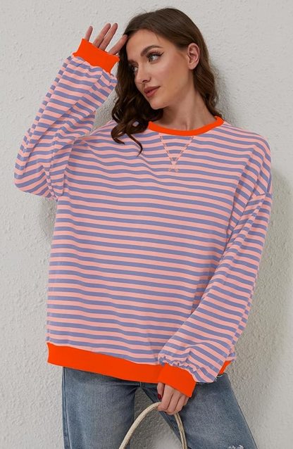 Zoe Oversized Sweater | Striped Cozy Knit