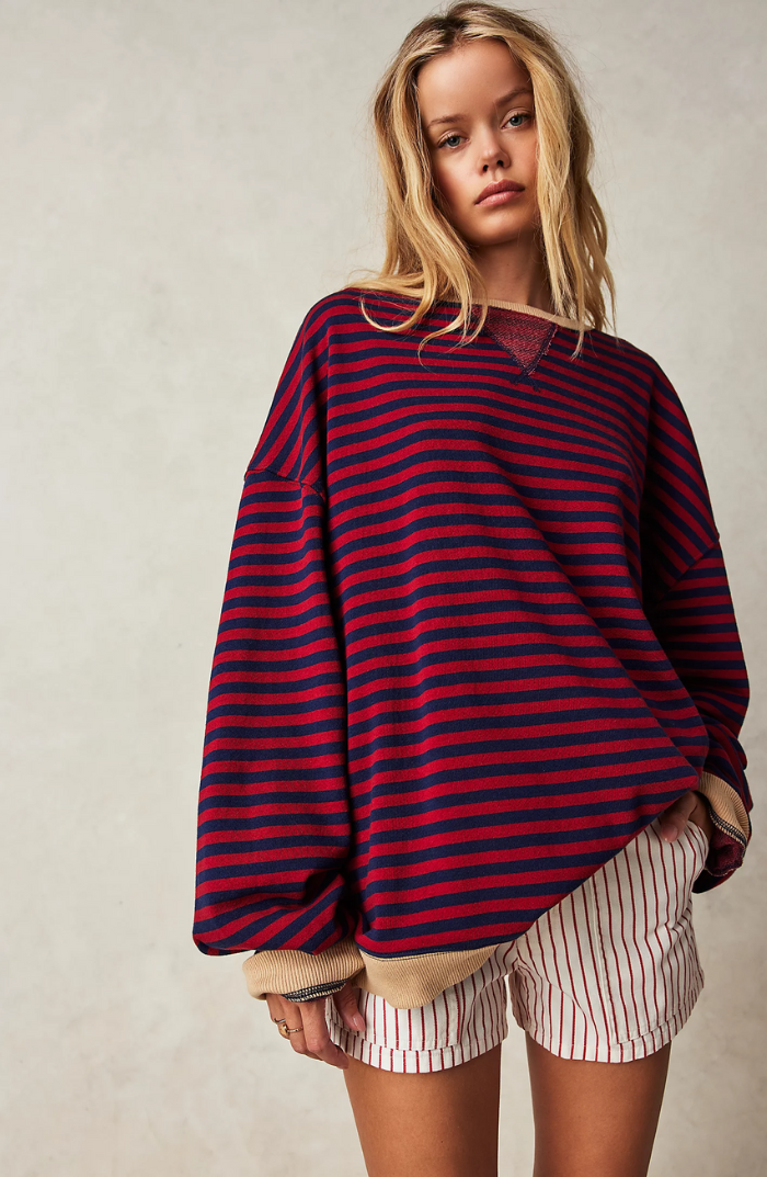 Zoe Oversized Sweater | Striped Cozy Knit