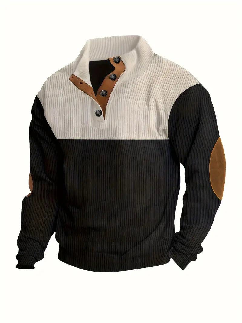 Brandon Sweater | Herre Colorblock Sweater with Albuelapper