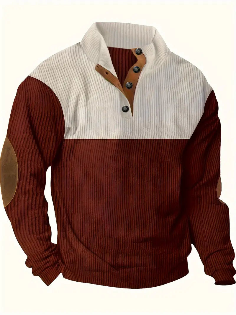 Brandon Sweater | Herre Colorblock Sweater with Albuelapper