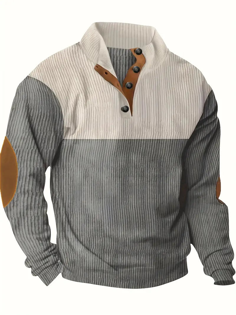 Brandon Sweater | Herre Colorblock Sweater with Albuelapper