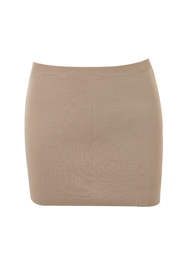 Cecilla Set | Taupe Knitted Top with Mini Skirt