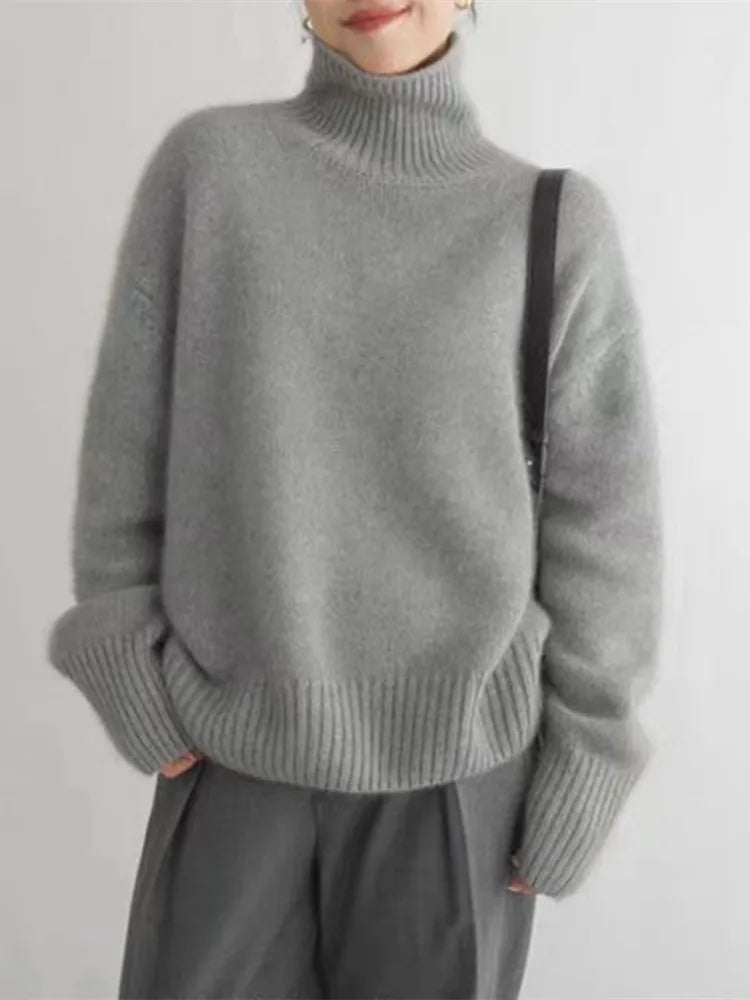 Audrey Sweater | Blød Oversized Rullekrave Striktrøje