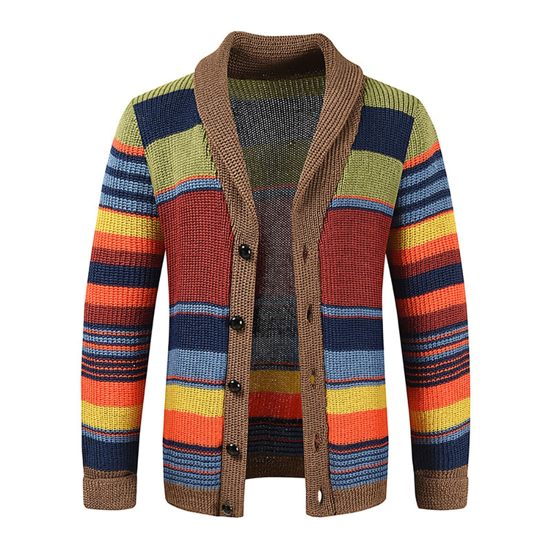 Brian Cardigan | Mænds Strikket Cardigan with Striber og Knapper