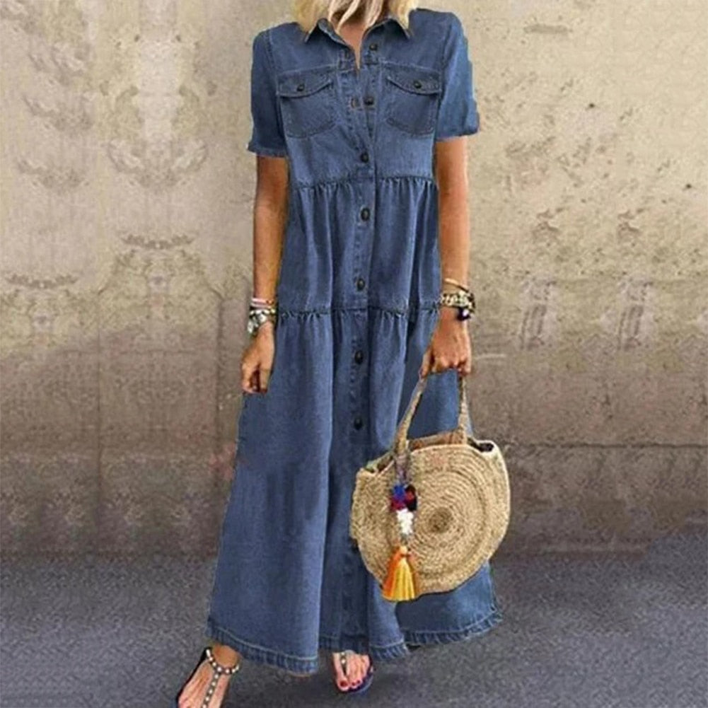 Anne Dress | Elegant Slimming Denim Dress