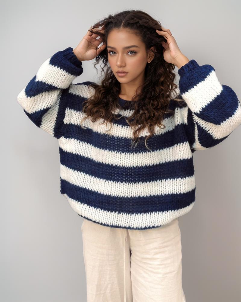 Ava Sweater | Kvinders Chunky Strikket Stribet Sweater