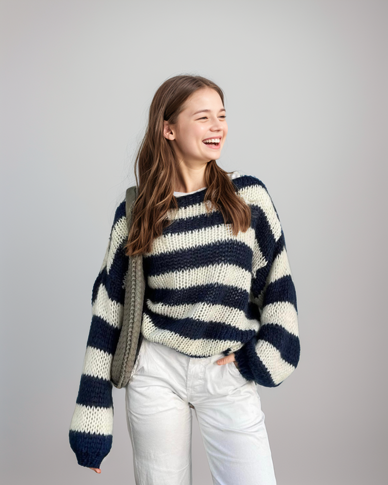 Ava Sweater | Kvinders Chunky Strikket Stribet Sweater