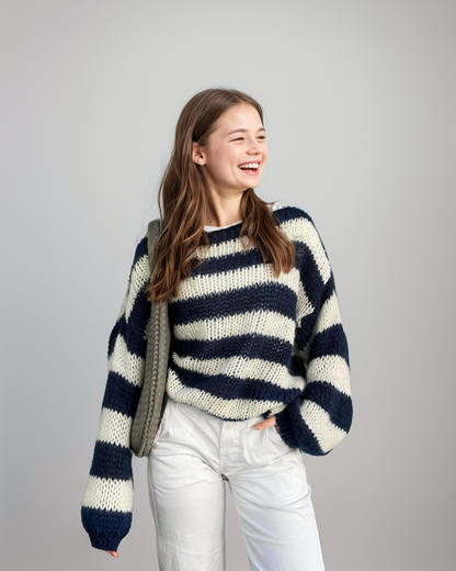 Ava Sweater | Kvinders Chunky Strikket Stribet Sweater